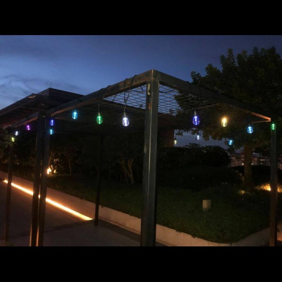 15 Metres of R/C, multi coloured solar powered party/festoon lights