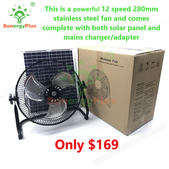Large 280mm Solar Powered Fan #982