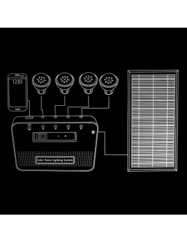 Solar Lighting Kit- 4 x 2W lights and 8W Solar Panel #434
